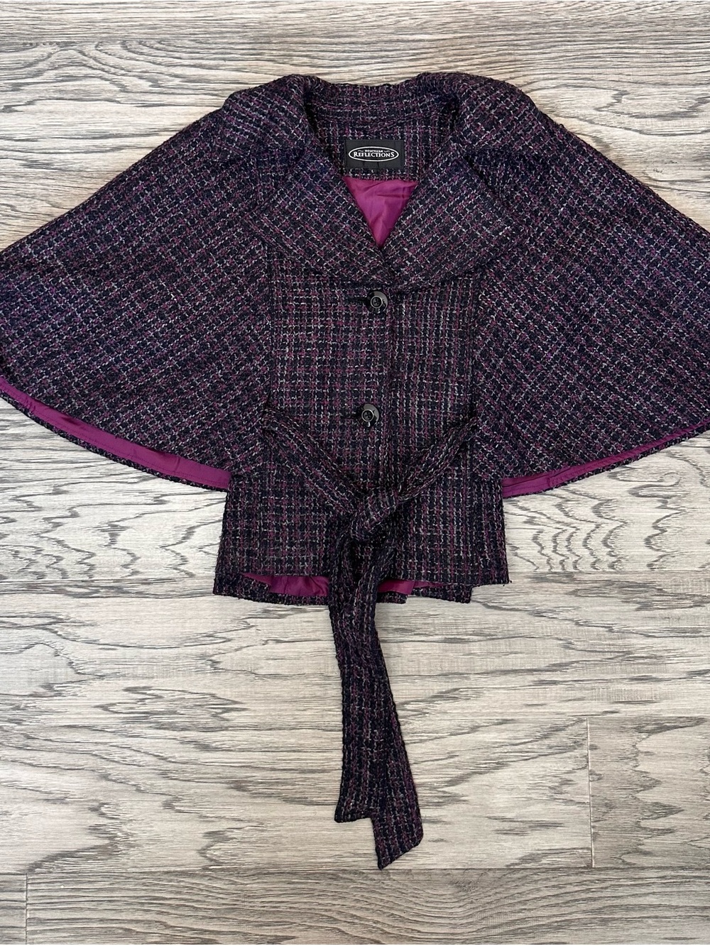 Northern Reflections Purple Tweed Belted Cape Jacket
